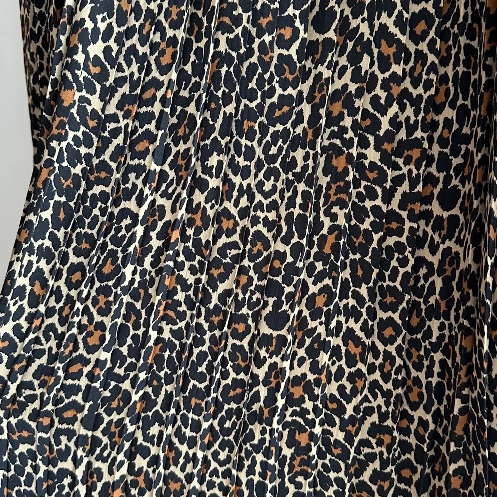 J. Crew Cheetah Print Pleated Midi Skirt, Size 8